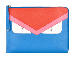 Fendi Diamonte Eye Pouch, Leather, Blue, B/DB, 8M0363-5PR, 4*